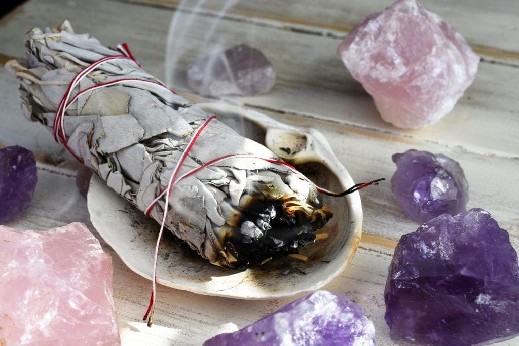 Burning sage for sacred space