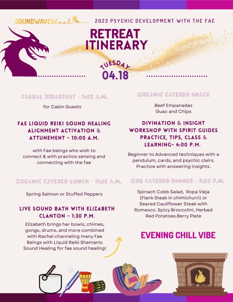 Elemental Psychic Development retreat itinerary image