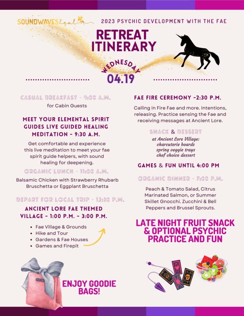 Fae Psychic Development retreat itinerary image