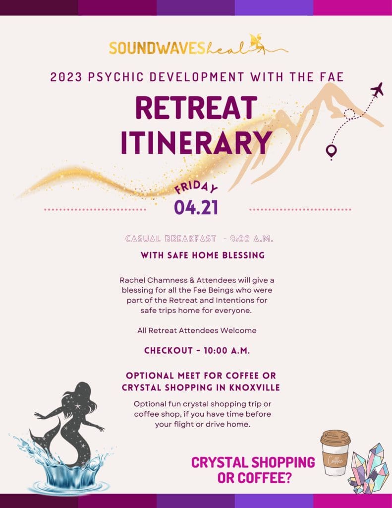 Fae Psychic Development retreat itinerary image